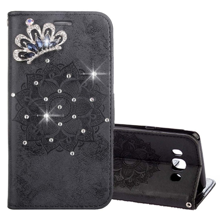 For Galaxy J5 (2016) / J510 Mandragora Pattern Diamond Encrusted Horizontal Flip Leather Case with Card Slot & Holder & Wallet & Lanyard