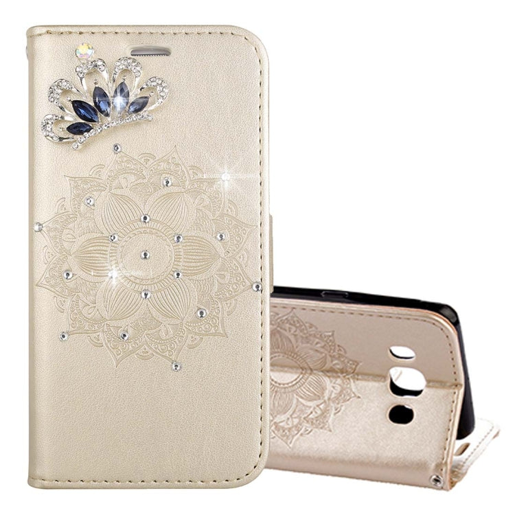 For Galaxy J5 (2016) / J510 Mandragora Pattern Diamond Encrusted Horizontal Flip Leather Case with Card Slot & Holder & Wallet & Lanyard