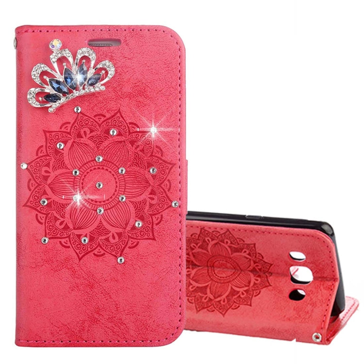 For Galaxy J5 (2016) / J510 Mandragora Pattern Diamond Encrusted Horizontal Flip Leather Case with Card Slot & Holder & Wallet & Lanyard