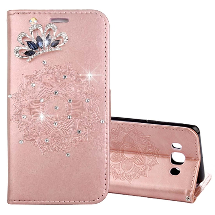 For Galaxy J5 (2016) / J510 Mandragora Pattern Diamond Encrusted Horizontal Flip Leather Case with Card Slot & Holder & Wallet & Lanyard