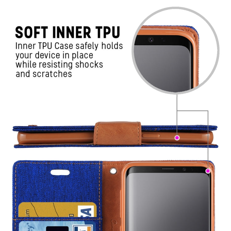 GOOSPERY CANVAS DIARY for Galaxy S9 Canvas Texture Horizontal Flip Leather Case with Holder & Card Slots & Wallet