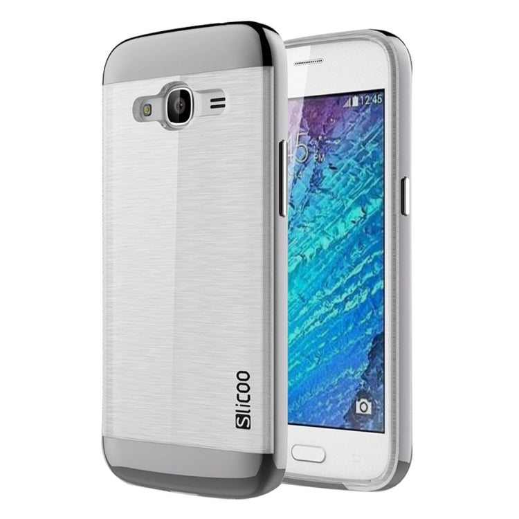 SLiCOO for Galaxy J2 (2016) / J210 Concise Fashion Separable Dichromatic Brushed Texture Transparent TPU + Electroplating PC Combination Case