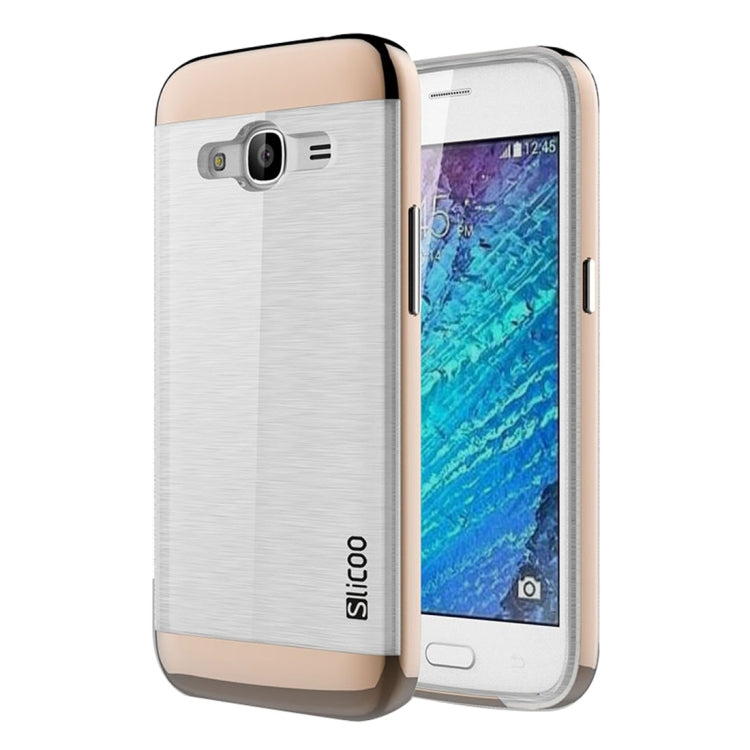 SLiCOO for Galaxy J2 (2016) / J210 Concise Fashion Separable Dichromatic Brushed Texture Transparent TPU + Electroplating PC Combination Case