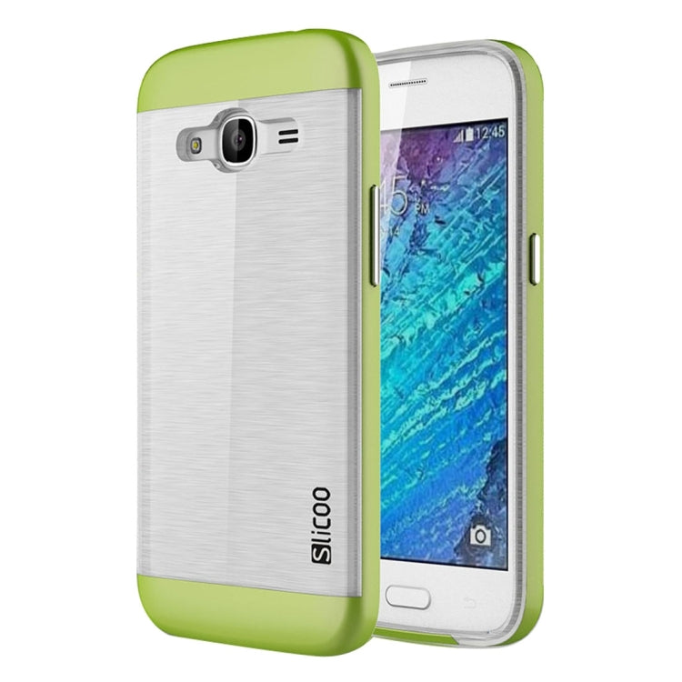 SLiCOO for Galaxy J2 (2016) / J210 Concise Fashion Separable Dichromatic Brushed Texture Transparent TPU + Electroplating PC Combination Case