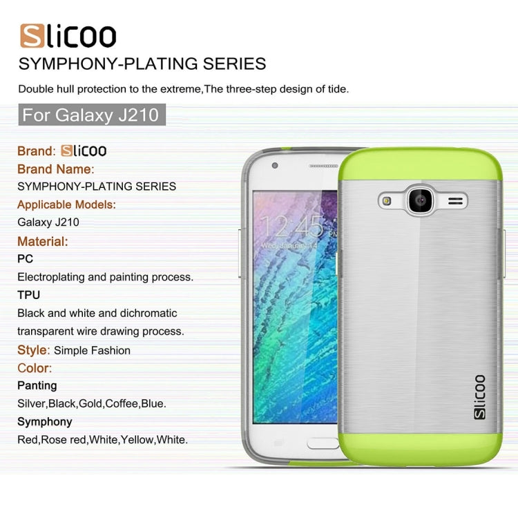 SLiCOO for Galaxy J2 (2016) / J210 Concise Fashion Separable Dichromatic Brushed Texture Transparent TPU + Electroplating PC Combination Case