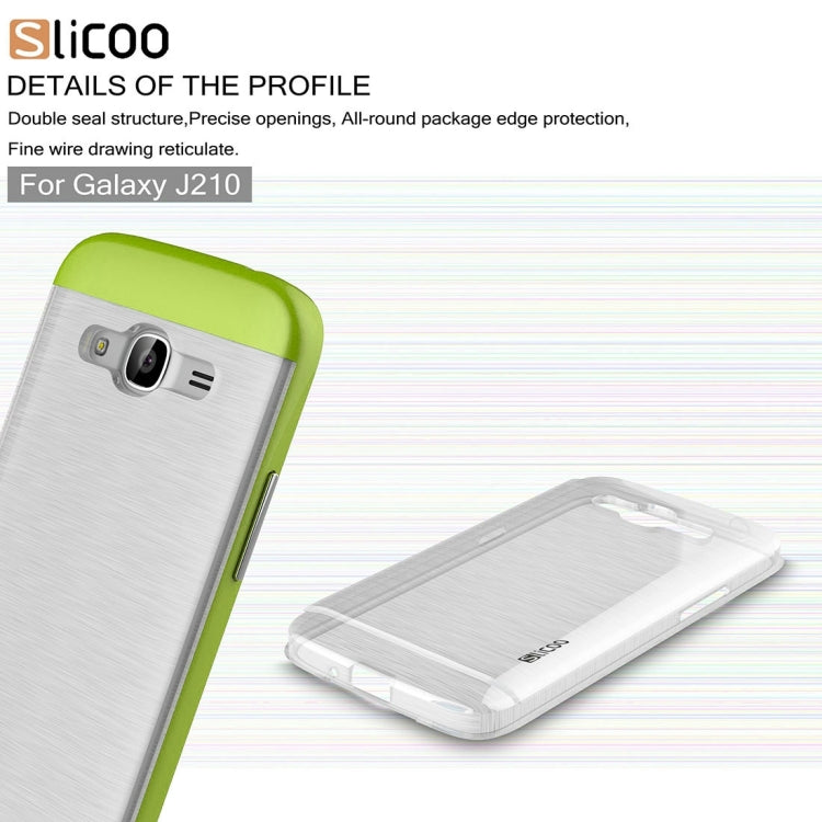 SLiCOO for Galaxy J2 (2016) / J210 Concise Fashion Separable Dichromatic Brushed Texture Transparent TPU + Electroplating PC Combination Case