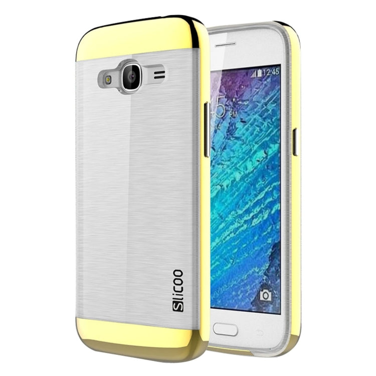 SLiCOO for Galaxy J2 (2016) / J210 Concise Fashion Separable Dichromatic Brushed Texture Transparent TPU + Electroplating PC Combination Case