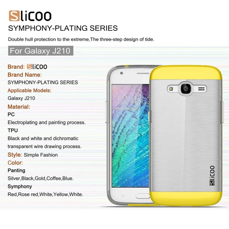 SLiCOO for Galaxy J2 (2016) / J210 Concise Fashion Separable Dichromatic Brushed Texture Transparent TPU + Electroplating PC Combination Case