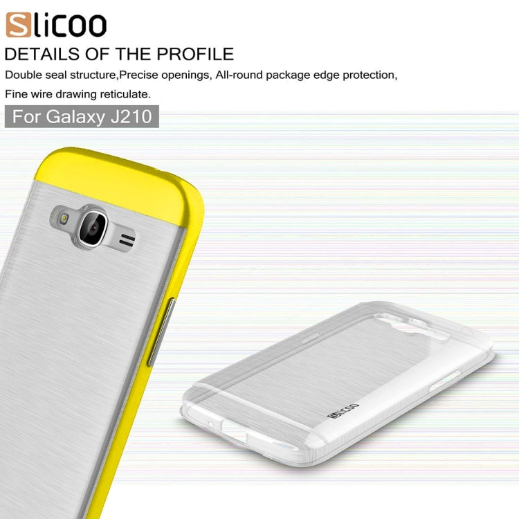 SLiCOO for Galaxy J2 (2016) / J210 Concise Fashion Separable Dichromatic Brushed Texture Transparent TPU + Electroplating PC Combination Case
