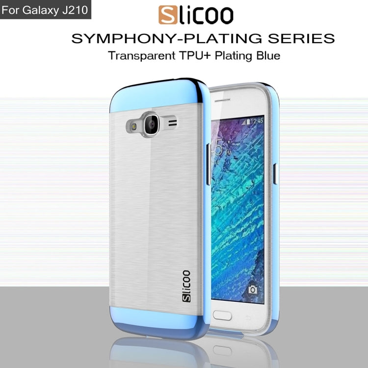 SLiCOO for Galaxy J2 (2016) / J210 Concise Fashion Separable Dichromatic Brushed Texture Transparent TPU + Electroplating PC Combination Case