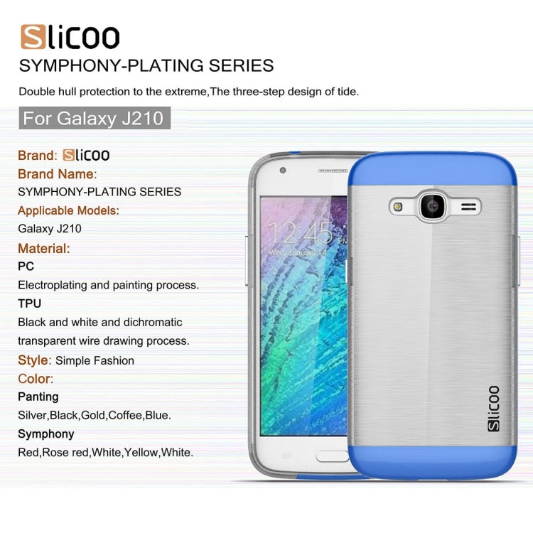 SLiCOO for Galaxy J2 (2016) / J210 Concise Fashion Separable Dichromatic Brushed Texture Transparent TPU + Electroplating PC Combination Case