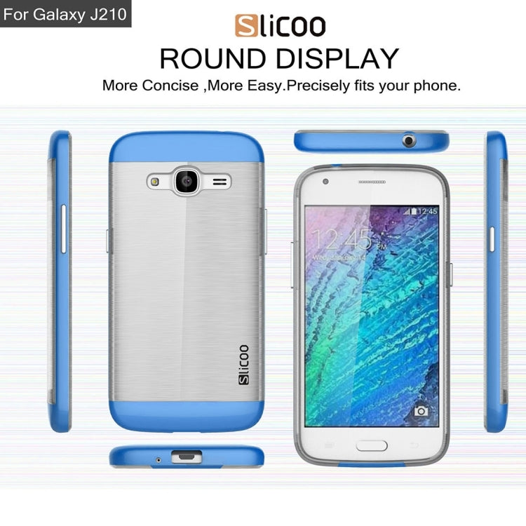 SLiCOO for Galaxy J2 (2016) / J210 Concise Fashion Separable Dichromatic Brushed Texture Transparent TPU + Electroplating PC Combination Case