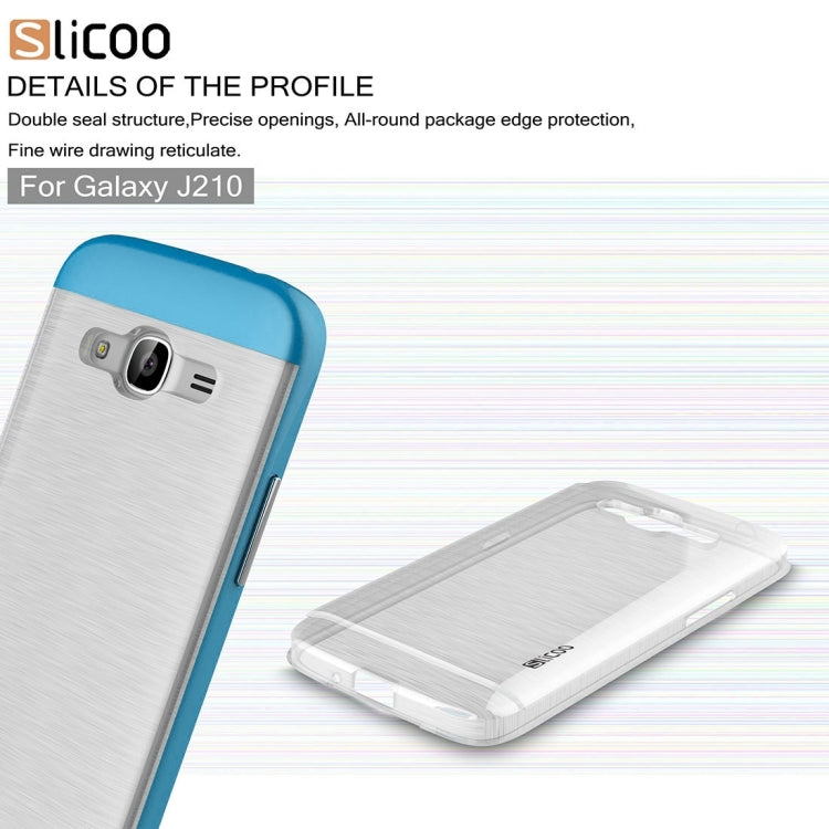 SLiCOO for Galaxy J2 (2016) / J210 Concise Fashion Separable Dichromatic Brushed Texture Transparent TPU + Electroplating PC Combination Case