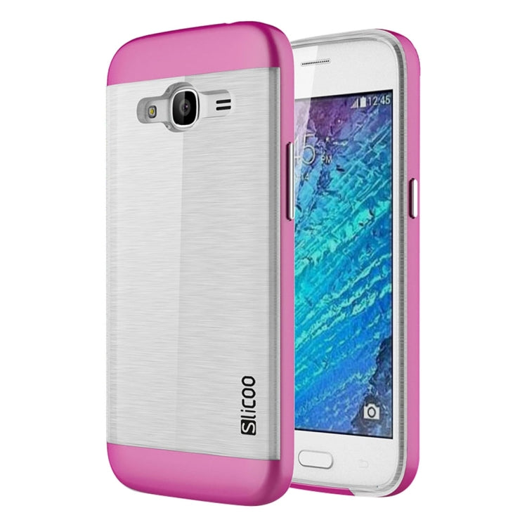 SLiCOO for Galaxy J2 (2016) / J210 Concise Fashion Separable Dichromatic Brushed Texture Transparent TPU + Electroplating PC Combination Case