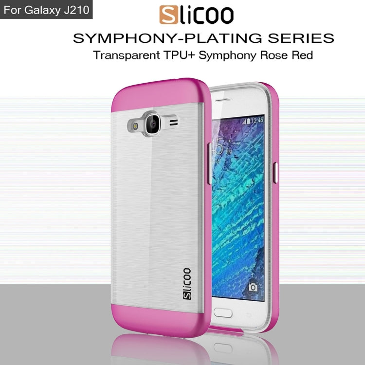 SLiCOO for Galaxy J2 (2016) / J210 Concise Fashion Separable Dichromatic Brushed Texture Transparent TPU + Electroplating PC Combination Case