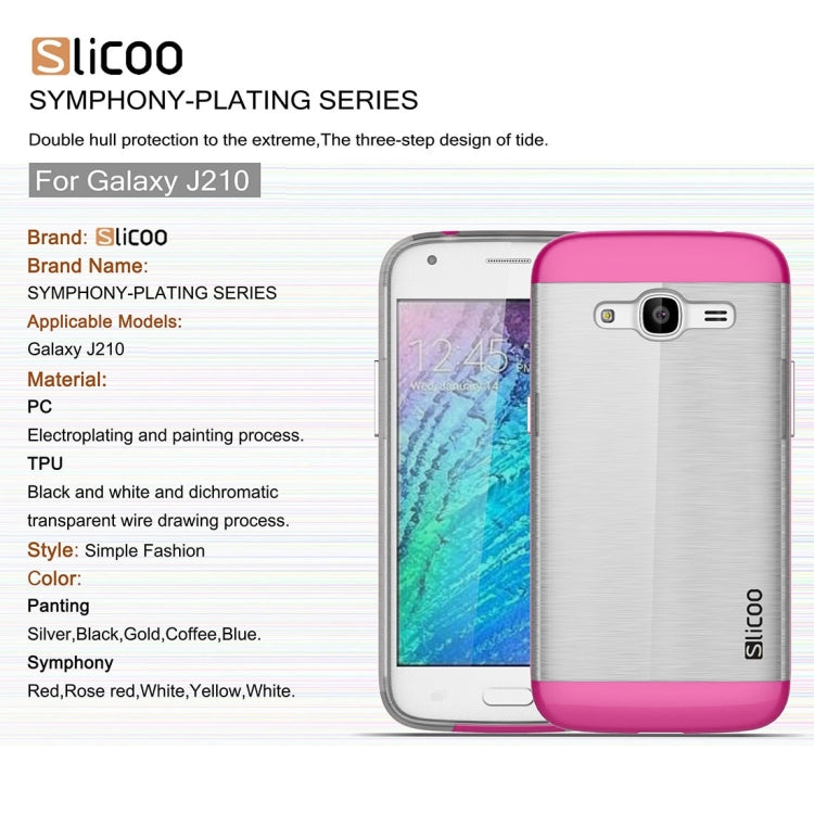 SLiCOO for Galaxy J2 (2016) / J210 Concise Fashion Separable Dichromatic Brushed Texture Transparent TPU + Electroplating PC Combination Case