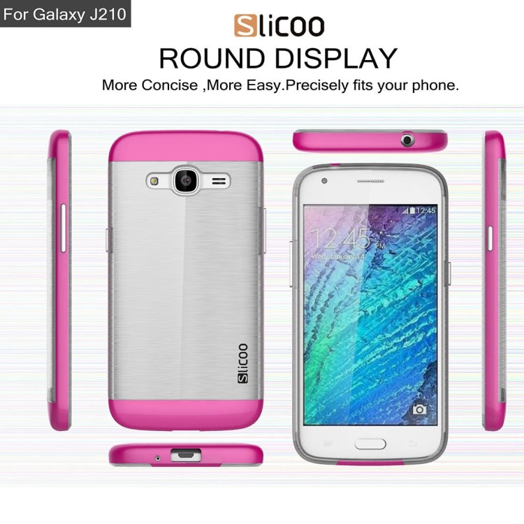 SLiCOO for Galaxy J2 (2016) / J210 Concise Fashion Separable Dichromatic Brushed Texture Transparent TPU + Electroplating PC Combination Case