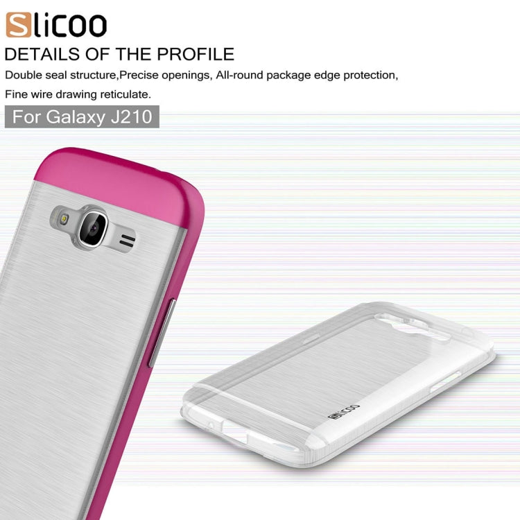 SLiCOO for Galaxy J2 (2016) / J210 Concise Fashion Separable Dichromatic Brushed Texture Transparent TPU + Electroplating PC Combination Case
