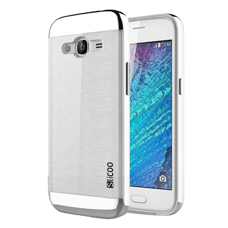 SLiCOO for Galaxy J2 (2016) / J210 Concise Fashion Separable Dichromatic Brushed Texture Transparent TPU + Electroplating PC Combination Case