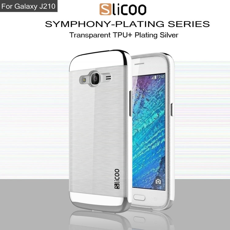 SLiCOO for Galaxy J2 (2016) / J210 Concise Fashion Separable Dichromatic Brushed Texture Transparent TPU + Electroplating PC Combination Case