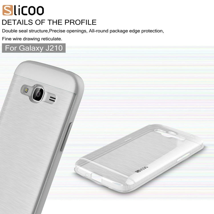 SLiCOO for Galaxy J2 (2016) / J210 Concise Fashion Separable Dichromatic Brushed Texture Transparent TPU + Electroplating PC Combination Case