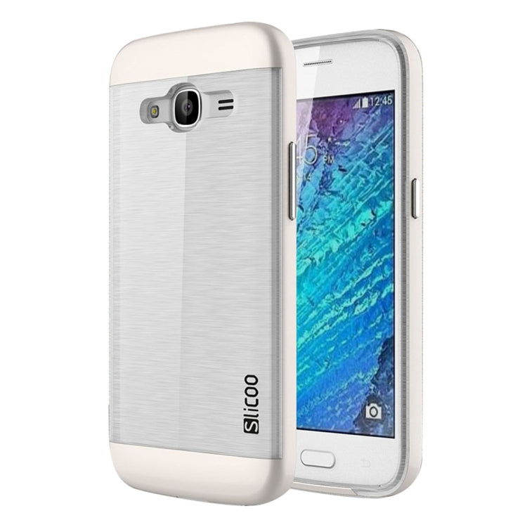 SLiCOO for Galaxy J2 (2016) / J210 Concise Fashion Separable Dichromatic Brushed Texture Transparent TPU + Electroplating PC Combination Case