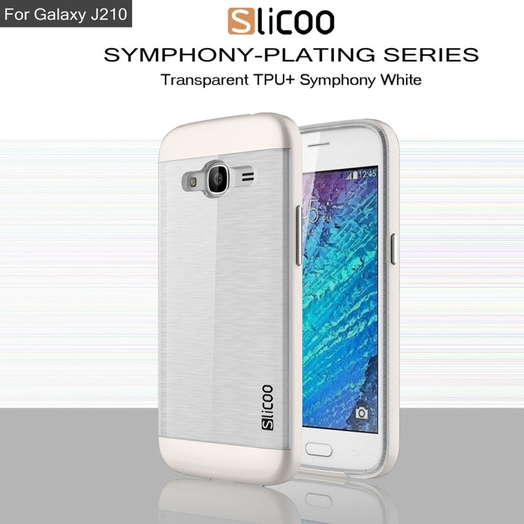 SLiCOO for Galaxy J2 (2016) / J210 Concise Fashion Separable Dichromatic Brushed Texture Transparent TPU + Electroplating PC Combination Case