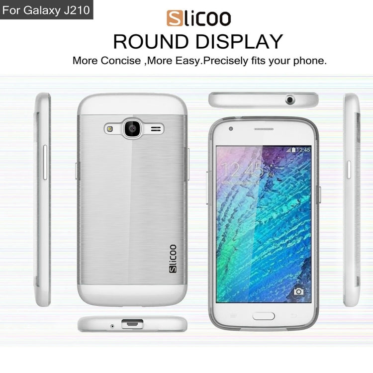 SLiCOO for Galaxy J2 (2016) / J210 Concise Fashion Separable Dichromatic Brushed Texture Transparent TPU + Electroplating PC Combination Case