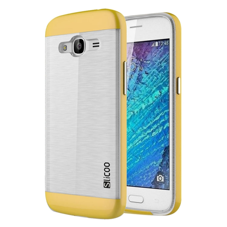 SLiCOO for Galaxy J2 (2016) / J210 Concise Fashion Separable Dichromatic Brushed Texture Transparent TPU + Electroplating PC Combination Case