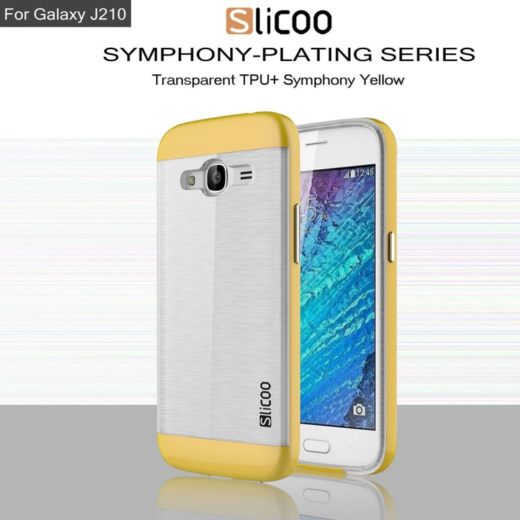SLiCOO for Galaxy J2 (2016) / J210 Concise Fashion Separable Dichromatic Brushed Texture Transparent TPU + Electroplating PC Combination Case