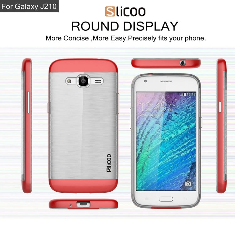 SLiCOO for Galaxy J2 (2016) / J210 Concise Fashion Separable Dichromatic Brushed Texture Transparent TPU + Electroplating PC Combination Case