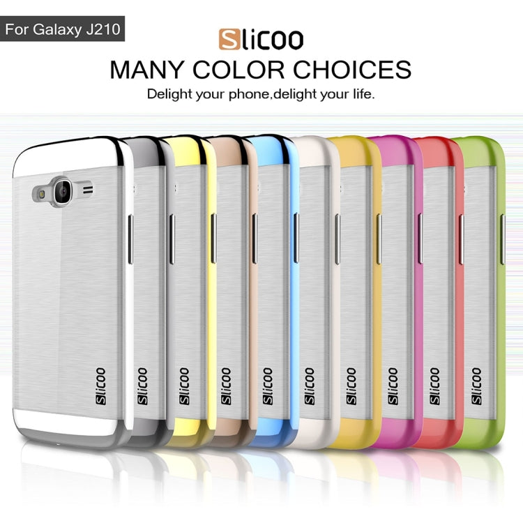 SLiCOO for Galaxy J2 (2016) / J210 Concise Fashion Separable Dichromatic Brushed Texture Transparent TPU + Electroplating PC Combination Case