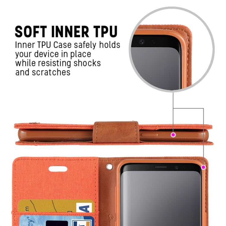 GOOSPERY CANVAS DIARY for Galaxy S9+ Canvas Texture Horizontal Flip Leather Case with Holder & Card Slots & Wallet