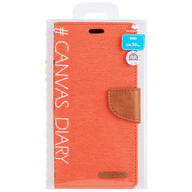 GOOSPERY CANVAS DIARY for Galaxy S9+ Canvas Texture Horizontal Flip Leather Case with Holder & Card Slots & Wallet
