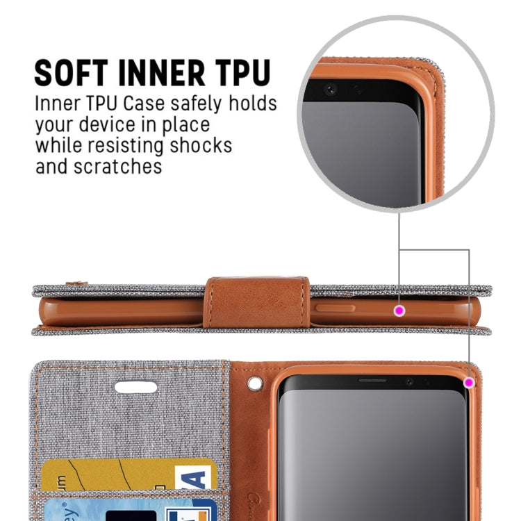 GOOSPERY CANVAS DIARY for Galaxy S9+ Canvas Texture Horizontal Flip Leather Case with Holder & Card Slots & Wallet