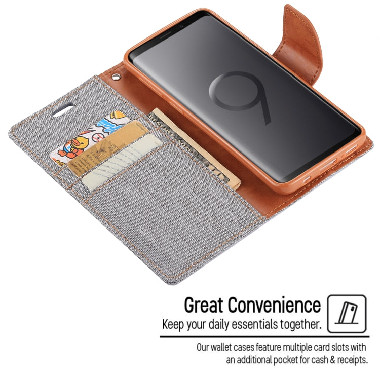 GOOSPERY CANVAS DIARY for Galaxy S9+ Canvas Texture Horizontal Flip Leather Case with Holder & Card Slots & Wallet