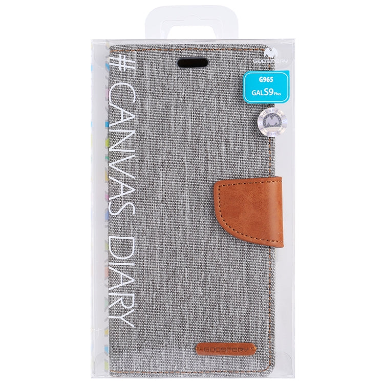 GOOSPERY CANVAS DIARY for Galaxy S9+ Canvas Texture Horizontal Flip Leather Case with Holder & Card Slots & Wallet