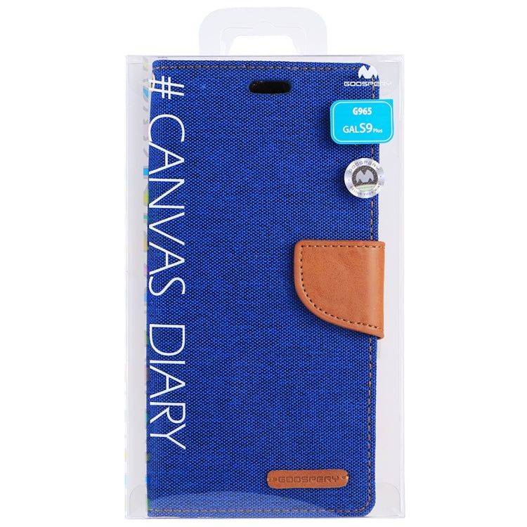 GOOSPERY CANVAS DIARY for Galaxy S9+ Canvas Texture Horizontal Flip Leather Case with Holder & Card Slots & Wallet