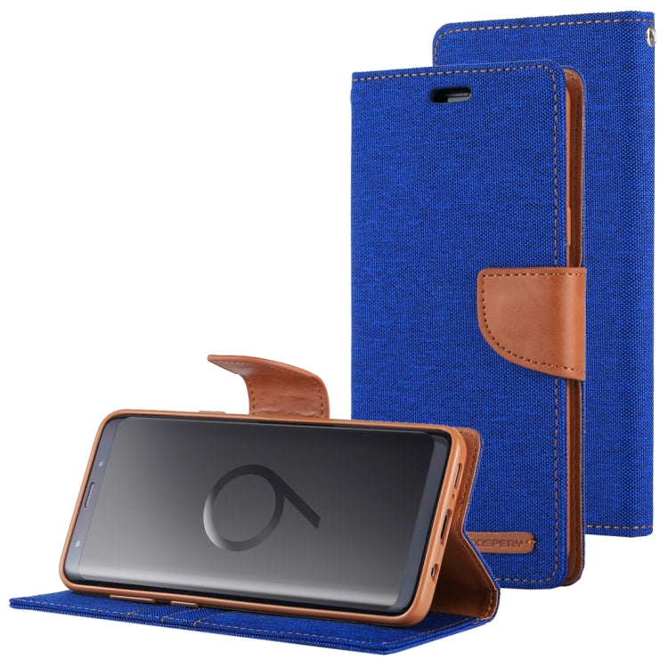 GOOSPERY CANVAS DIARY for Galaxy S9+ Canvas Texture Horizontal Flip Leather Case with Holder & Card Slots & Wallet