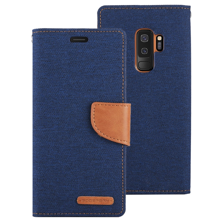 GOOSPERY CANVAS DIARY for Galaxy S9+ Canvas Texture Horizontal Flip Leather Case with Holder & Card Slots & Wallet