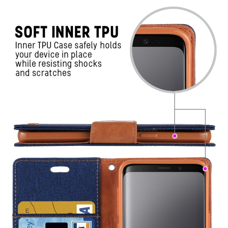 GOOSPERY CANVAS DIARY for Galaxy S9+ Canvas Texture Horizontal Flip Leather Case with Holder & Card Slots & Wallet
