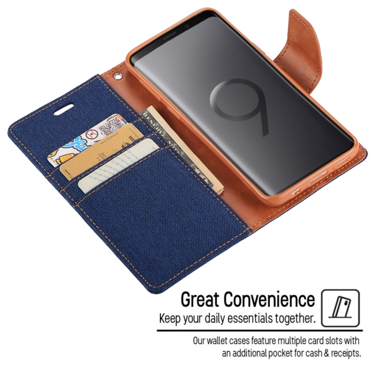GOOSPERY CANVAS DIARY for Galaxy S9+ Canvas Texture Horizontal Flip Leather Case with Holder & Card Slots & Wallet