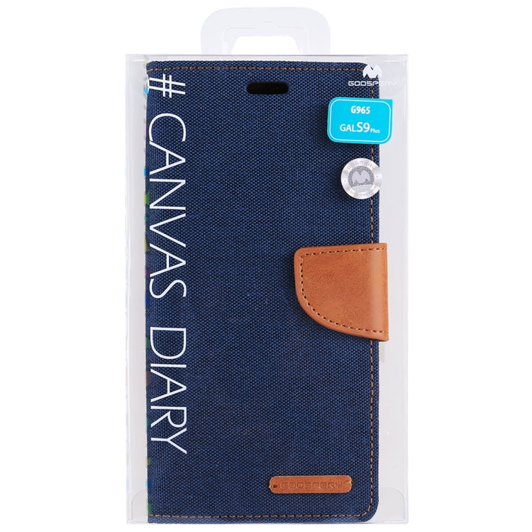 GOOSPERY CANVAS DIARY for Galaxy S9+ Canvas Texture Horizontal Flip Leather Case with Holder & Card Slots & Wallet