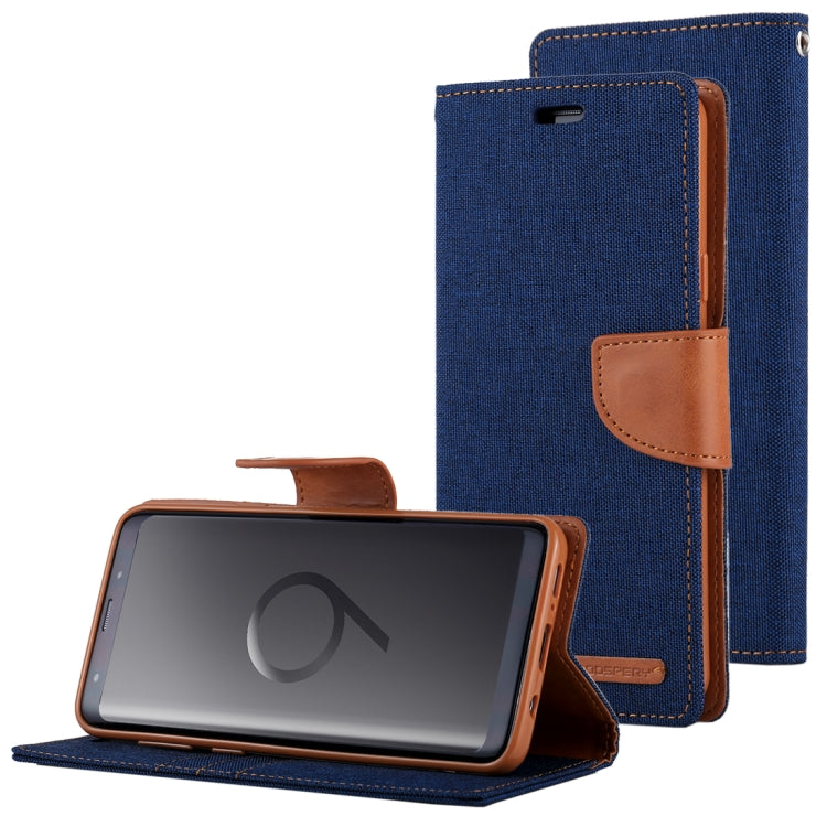 GOOSPERY CANVAS DIARY for Galaxy S9+ Canvas Texture Horizontal Flip Leather Case with Holder & Card Slots & Wallet