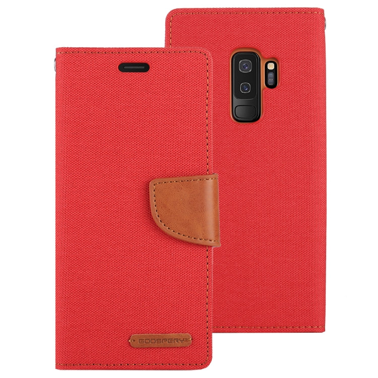 GOOSPERY CANVAS DIARY for Galaxy S9+ Canvas Texture Horizontal Flip Leather Case with Holder & Card Slots & Wallet