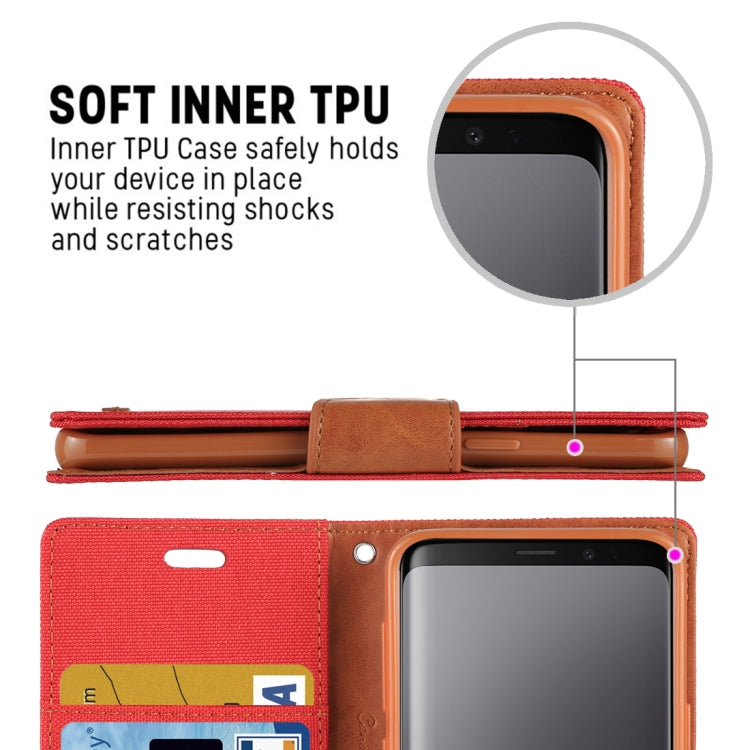 GOOSPERY CANVAS DIARY for Galaxy S9+ Canvas Texture Horizontal Flip Leather Case with Holder & Card Slots & Wallet