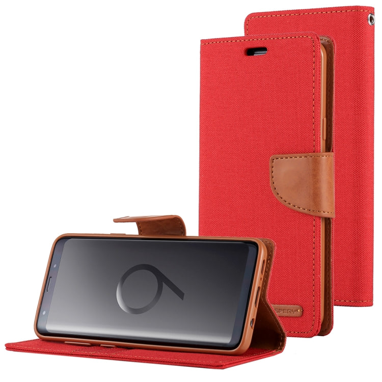GOOSPERY CANVAS DIARY for Galaxy S9+ Canvas Texture Horizontal Flip Leather Case with Holder & Card Slots & Wallet