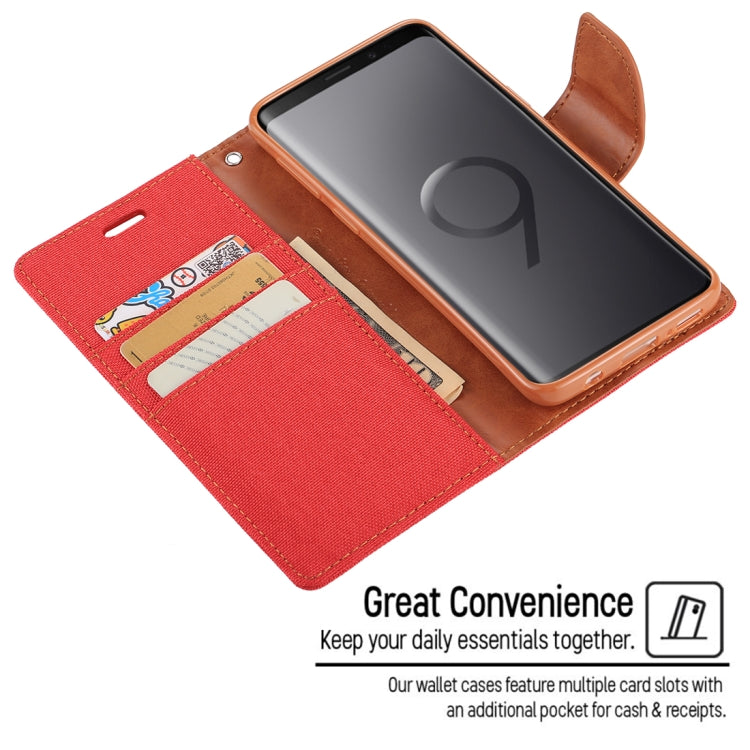 GOOSPERY CANVAS DIARY for Galaxy S9+ Canvas Texture Horizontal Flip Leather Case with Holder & Card Slots & Wallet