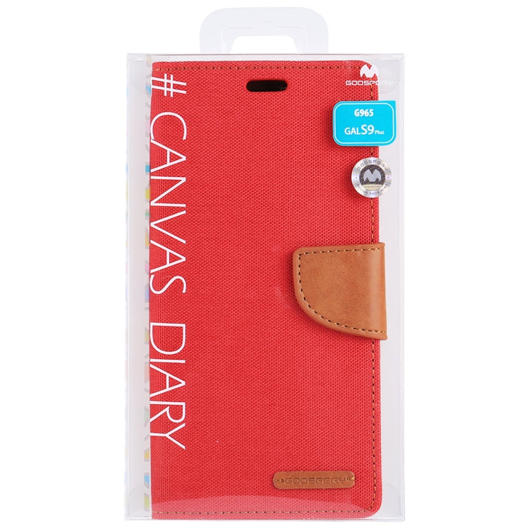 GOOSPERY CANVAS DIARY for Galaxy S9+ Canvas Texture Horizontal Flip Leather Case with Holder & Card Slots & Wallet