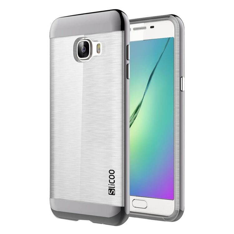 SLiCOO for Galaxy C5 / C500 Concise Fashion Separable Dichromatic Brushed Texture Transparent TPU + Electroplating PC Combination Case